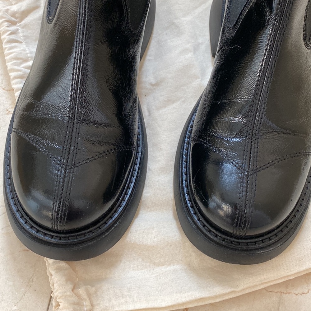 PreOwned GANNI CHUCKY BLACK PATENT BOOTS - Picture 3 of 9